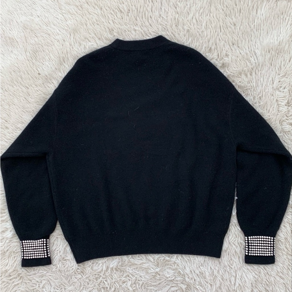 Alexander Wang Crystal Cuff Black Wool Sweater Sz S In Great Condition